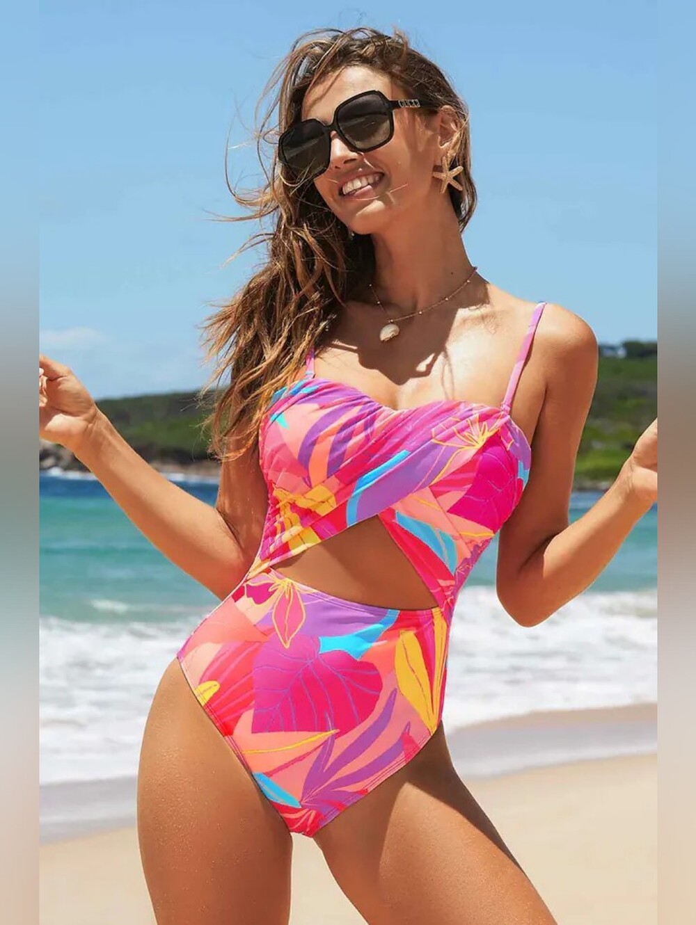 Abstract Floral Sweetheart Neckline One Piece Swimsuit 💥 BRAND NEW 💥 CUPSHE